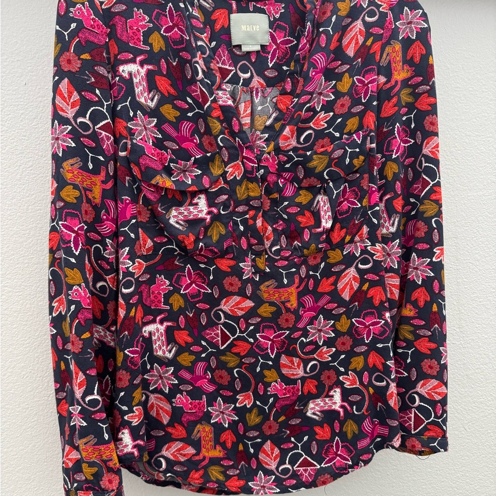 Maeve Floral Blouse with Pink and Red Accents. Beautiful!!!